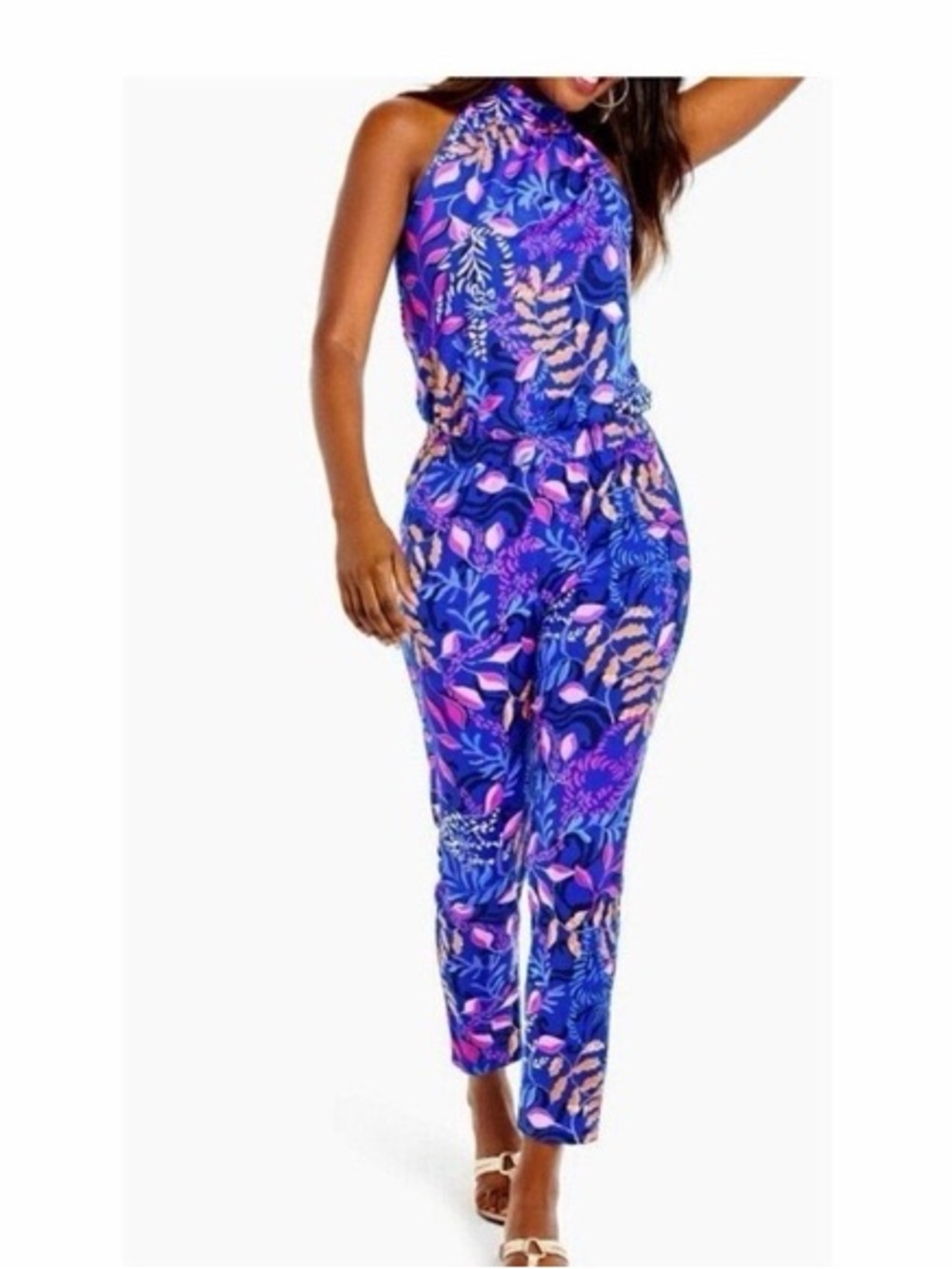 L-4 Lilly Pulitzer Wyota Jumpsuit Borealis Blue